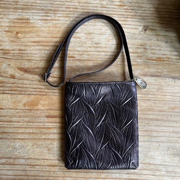 Jessica McClintock Purse Metallic Brown Small Bag Cross Body - Picture 8 of 10